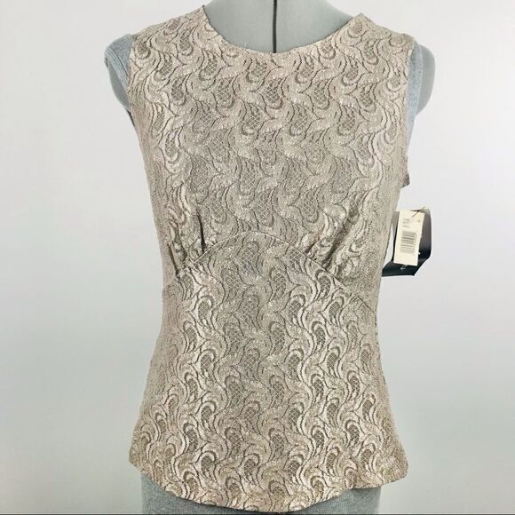 NWT Metallic Gold Lace Sleeveless Camisole Top - Picture 1 of 8